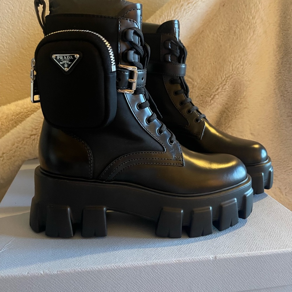 Prada Women's Black Monolith Combat Boots